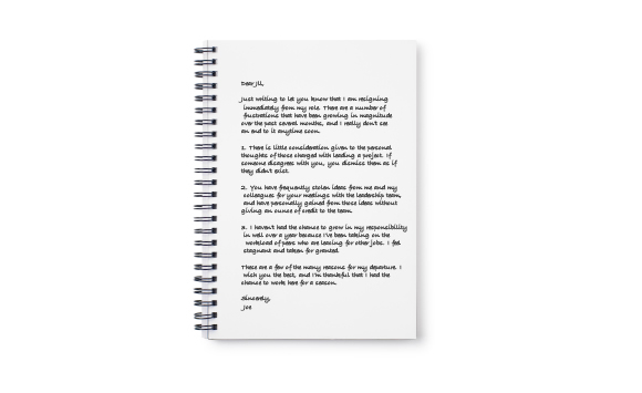 sample of a resignation letter from a job